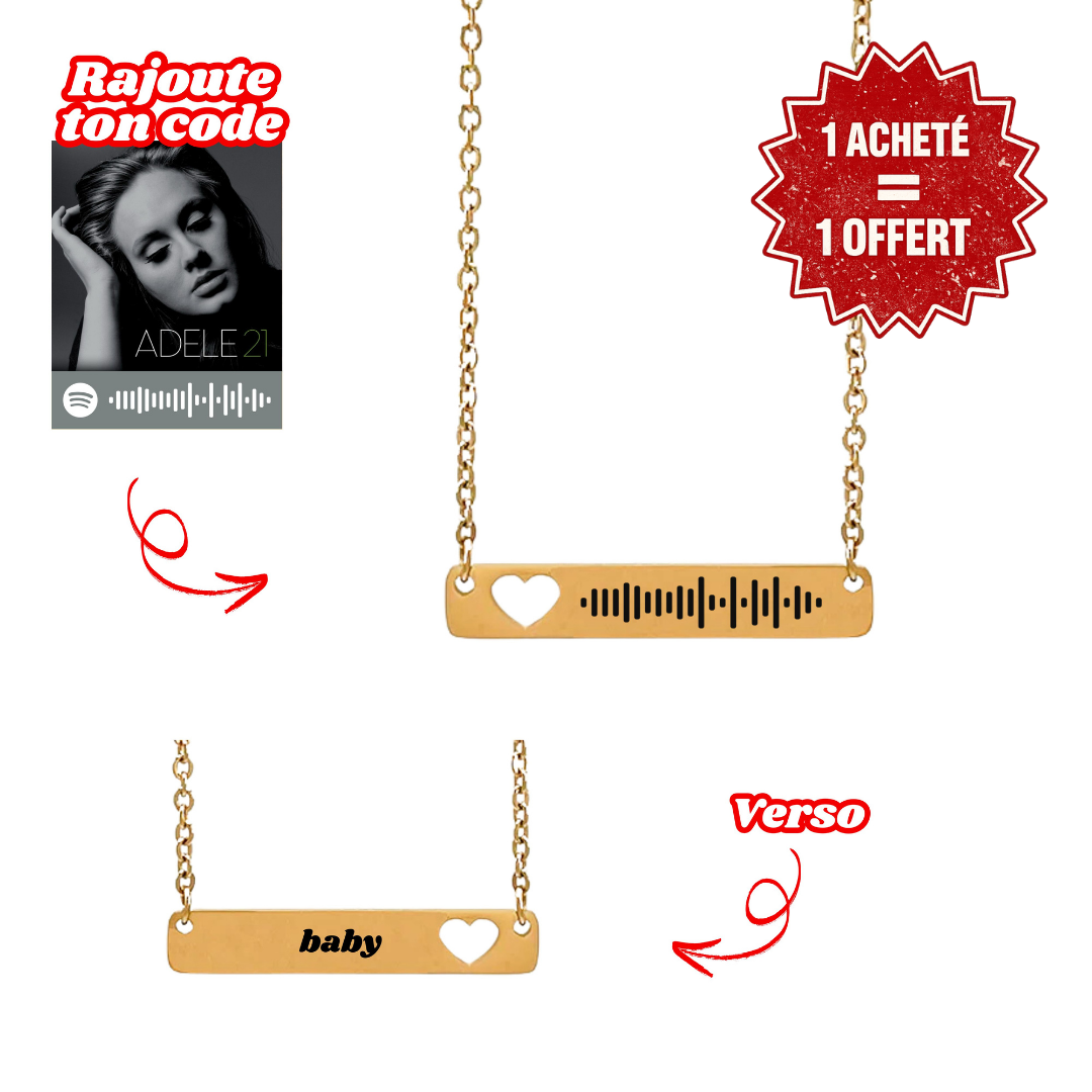 Collier Coeur Personnalisé Avec Code Chanson Préférée 🎵✨