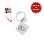 Porte-Clé Losange à Graver Avec Photo
