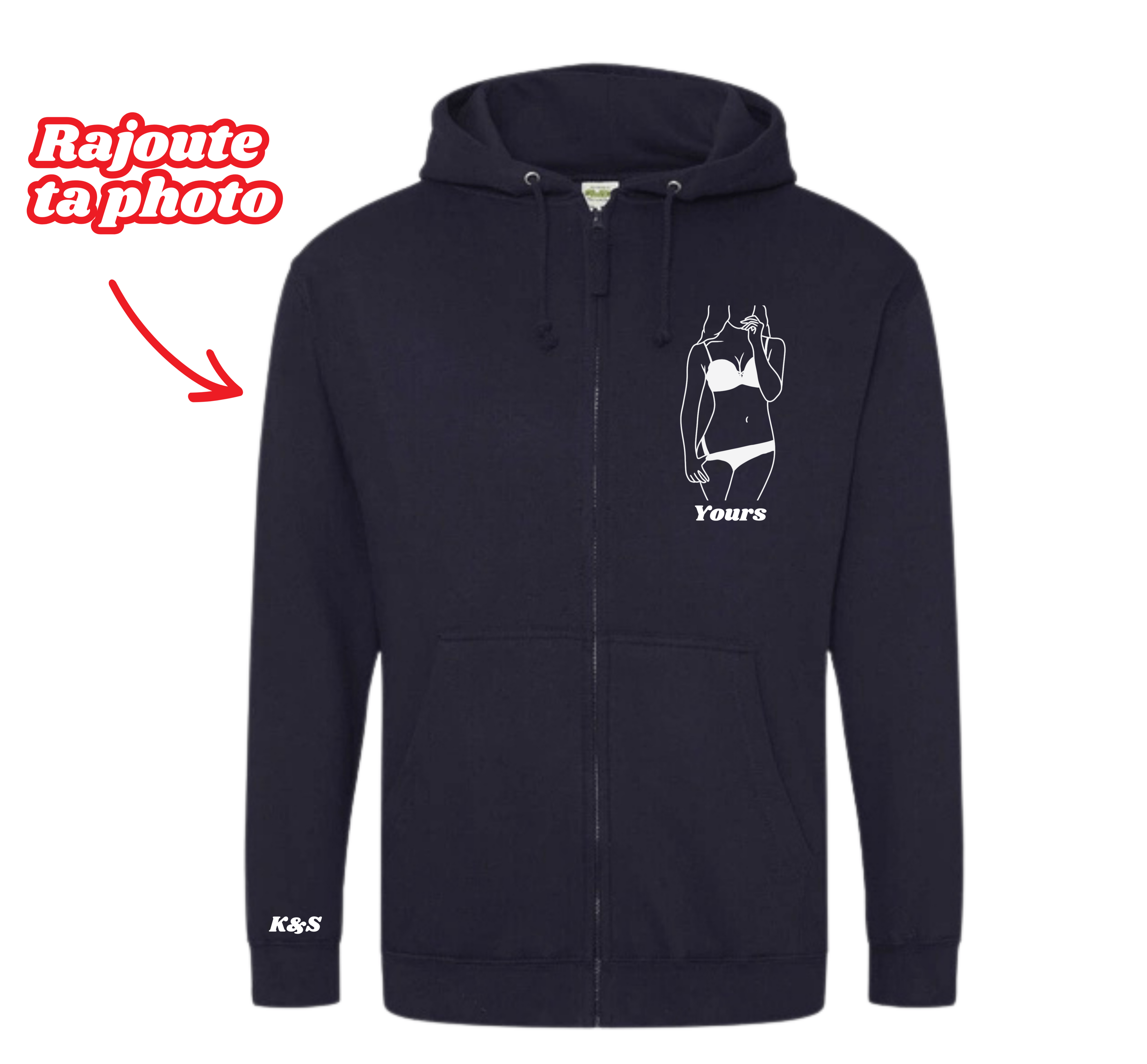 Veste à capuche zippé unisexe oversize à personnaliser avec ta photo - Majestic Store