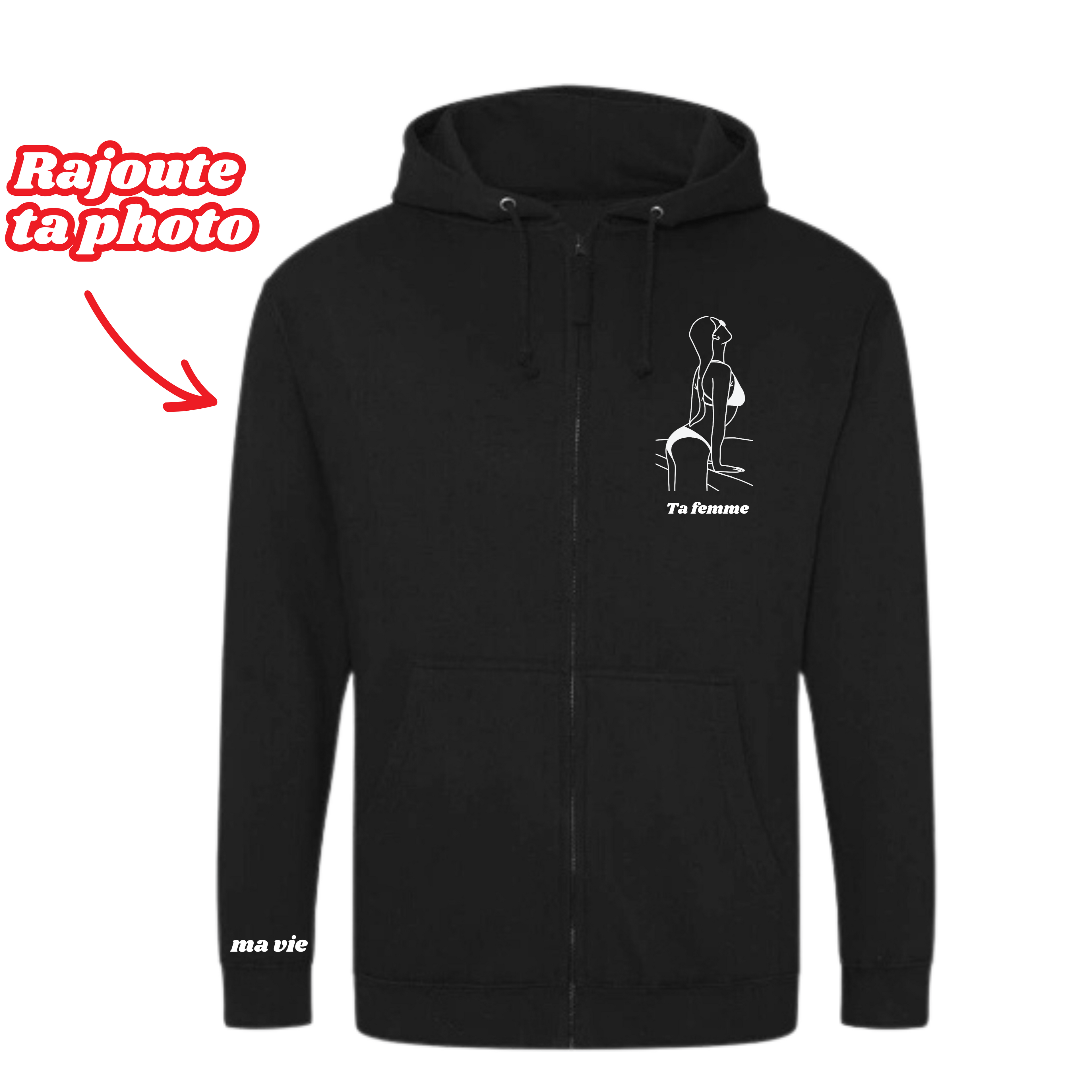 Veste à capuche zippé unisexe oversize à personnaliser avec ta photo - Majestic Store