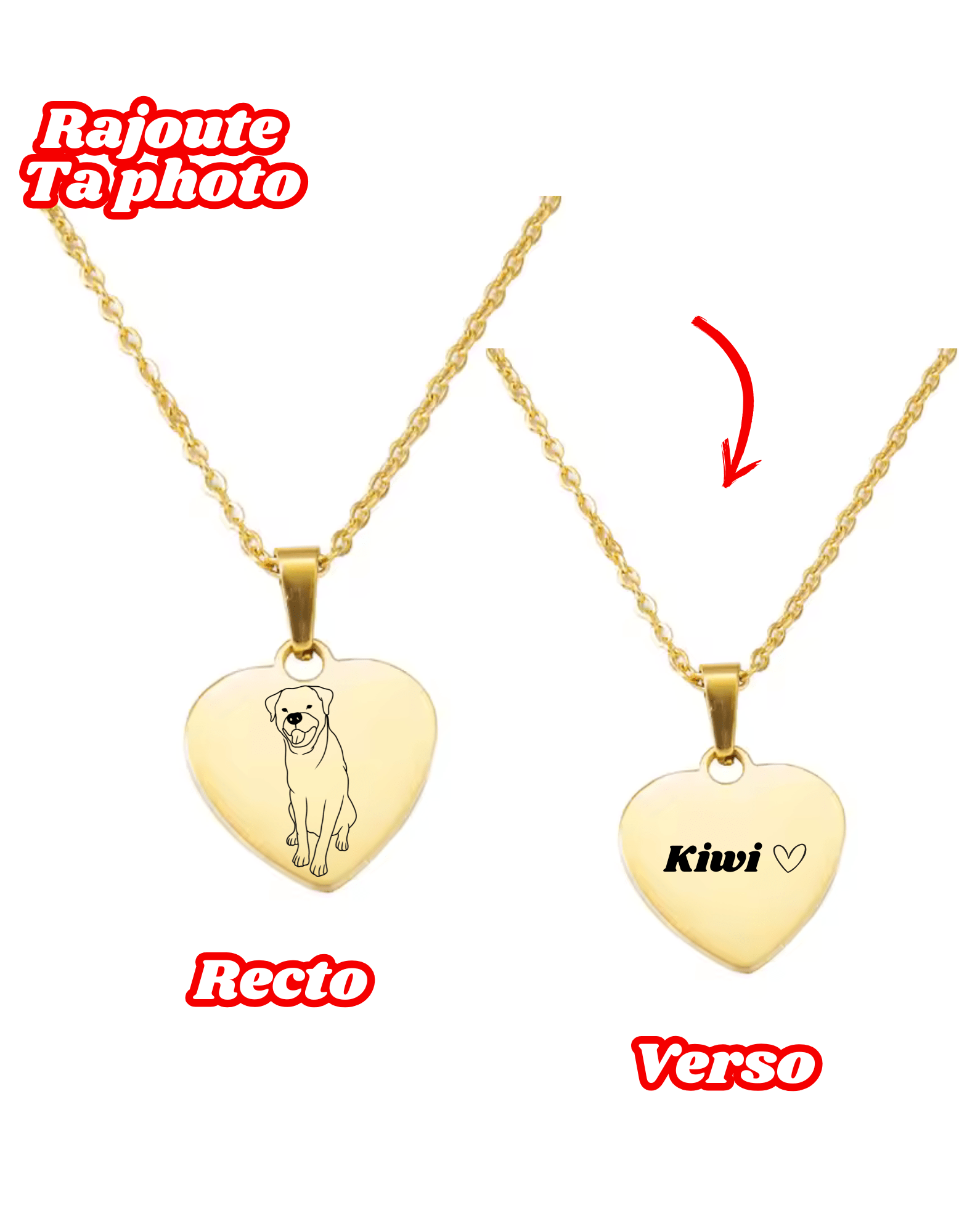 Collier Coeur À Graver Avec Photo / Texte 📸 🎁 - Majestic Store