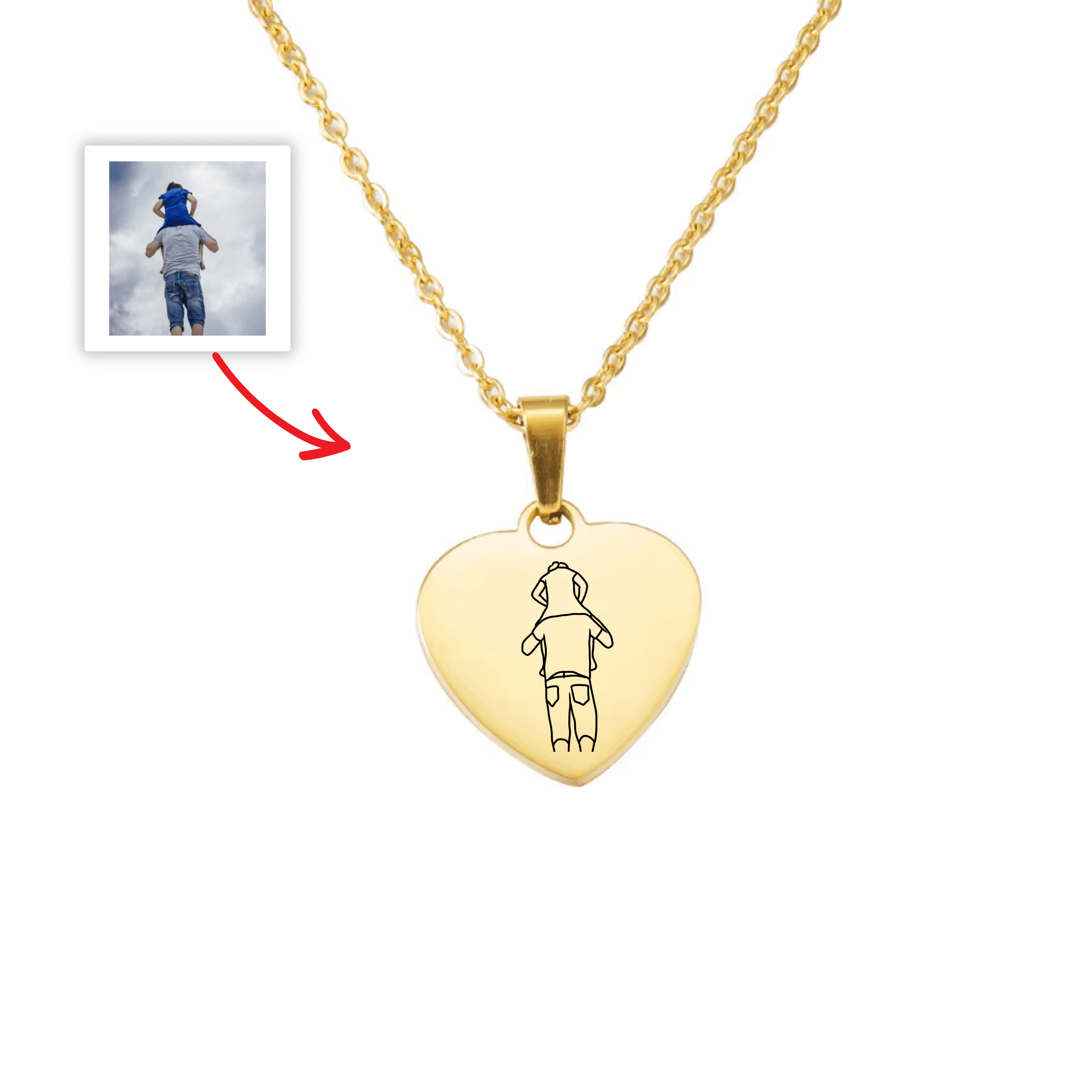 Collier Coeur À Graver Avec Photo / Fête des pères 📸 🎁 - Majestic Store
