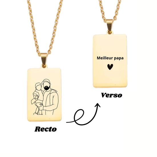 Collier Gravé Avec Photo / Fête des pères 📸 🎁