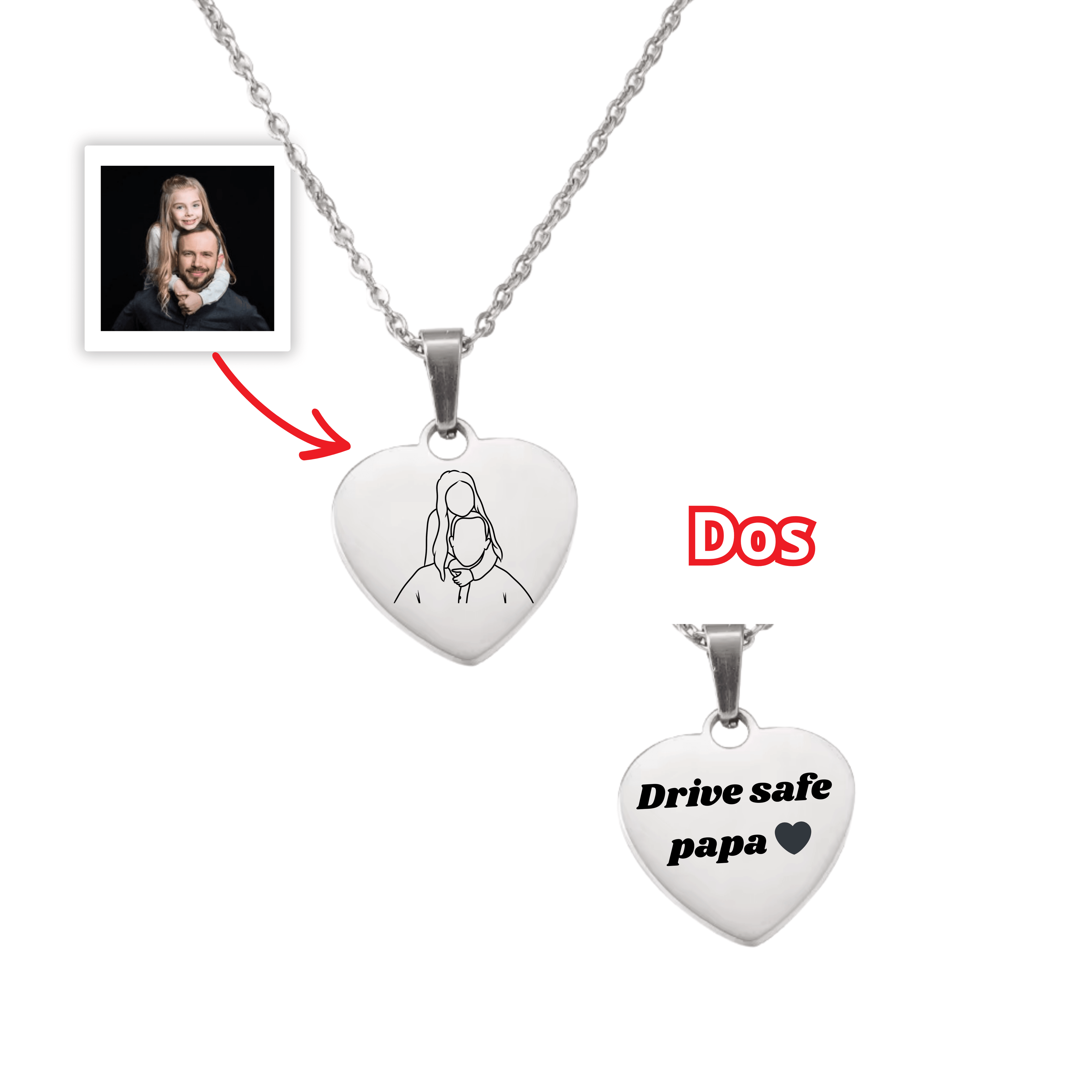 Collier Coeur À Graver Avec Photo / Fête des pères 📸 🎁 - Majestic Store
