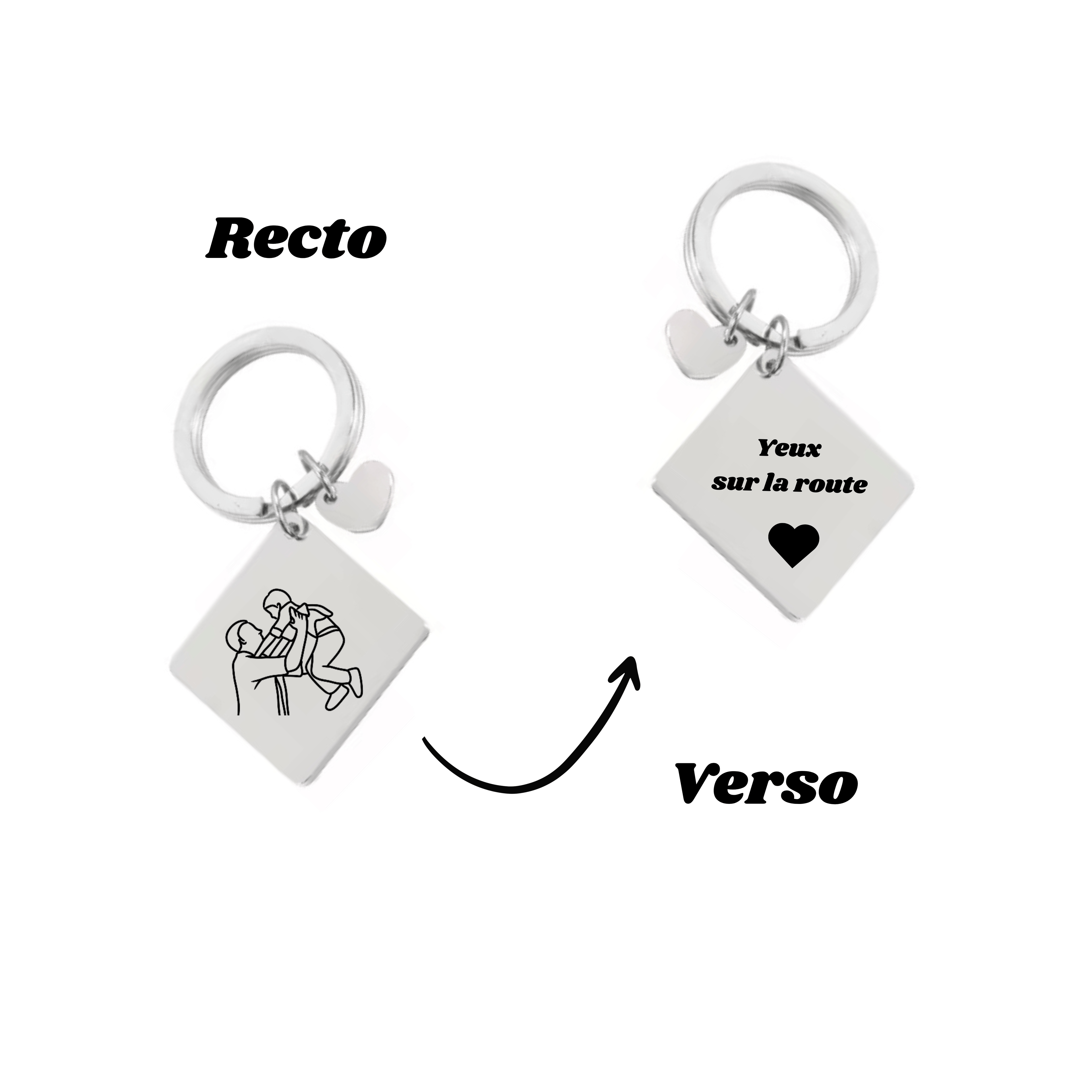 Porte - Clé Losange à Graver Avec Photo / Fête des pères 📸 🎁 - Majestic Store