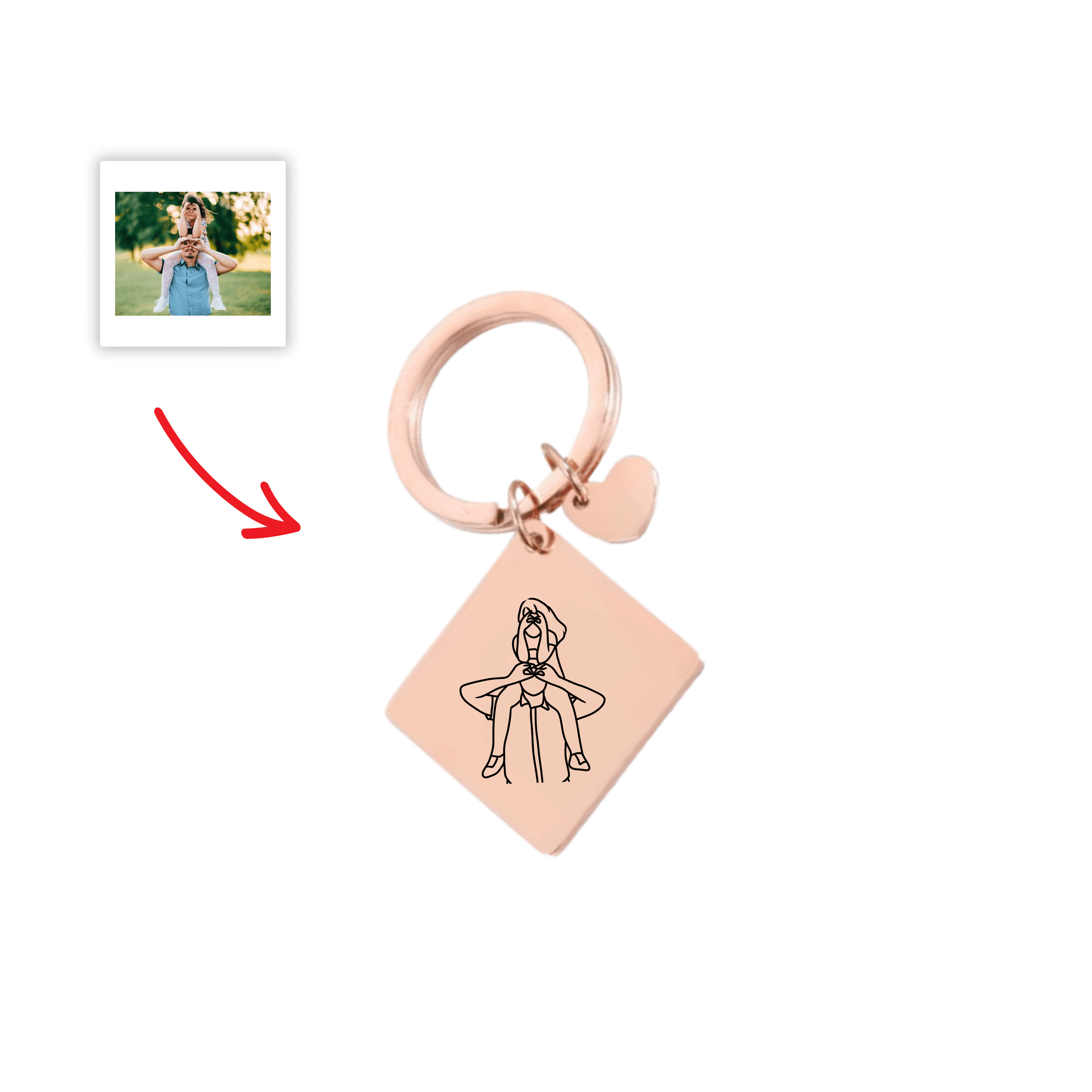 Porte - Clé Losange à Graver Avec Photo / Fête des pères 📸 🎁 - Majestic Store