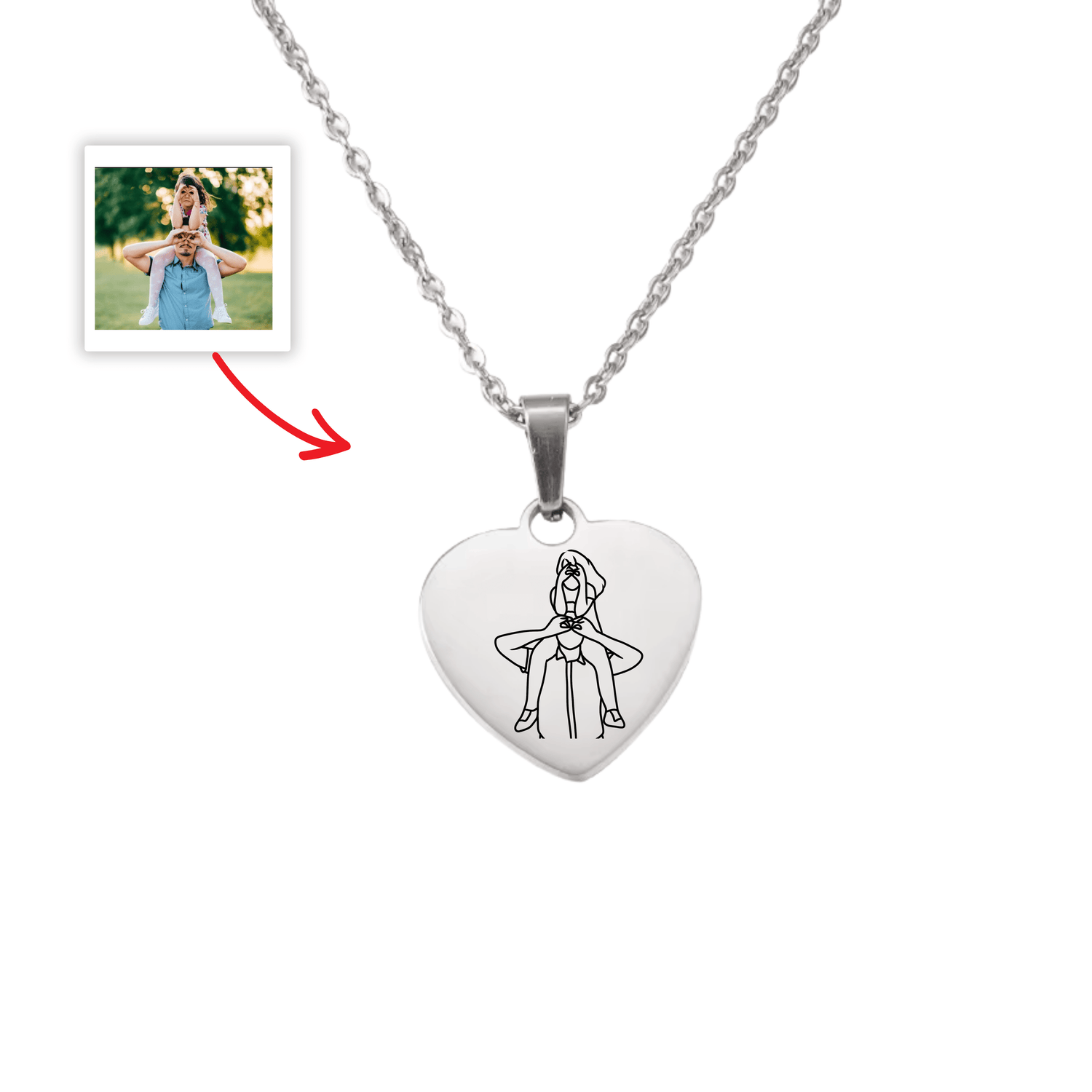 Collier Coeur À Graver Avec Photo / Fête des pères 📸 🎁 - Majestic Store