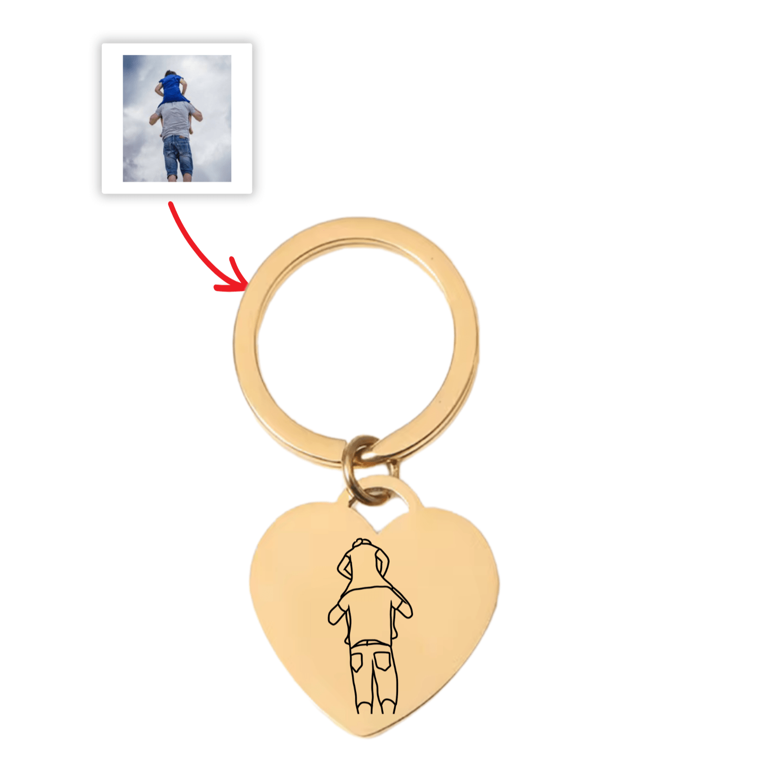 Porte - clés Cœur Gravé Avec photo / Fête des pères 📸 🎁 - Majestic Store