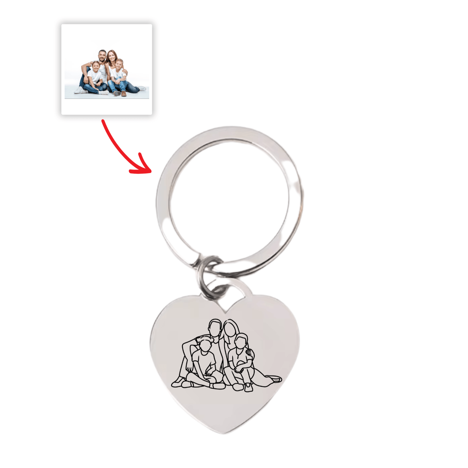 Porte - clés Cœur Gravé Avec photo / Fête des pères 📸 🎁 - Majestic Store