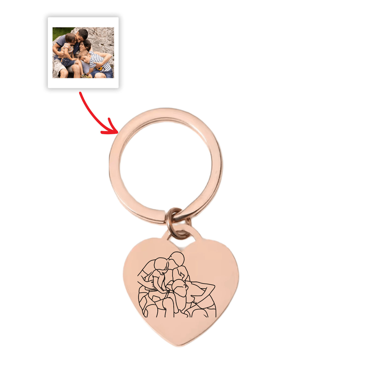 Porte - clés Cœur Gravé Avec photo / Fête des pères 📸 🎁 - Majestic Store