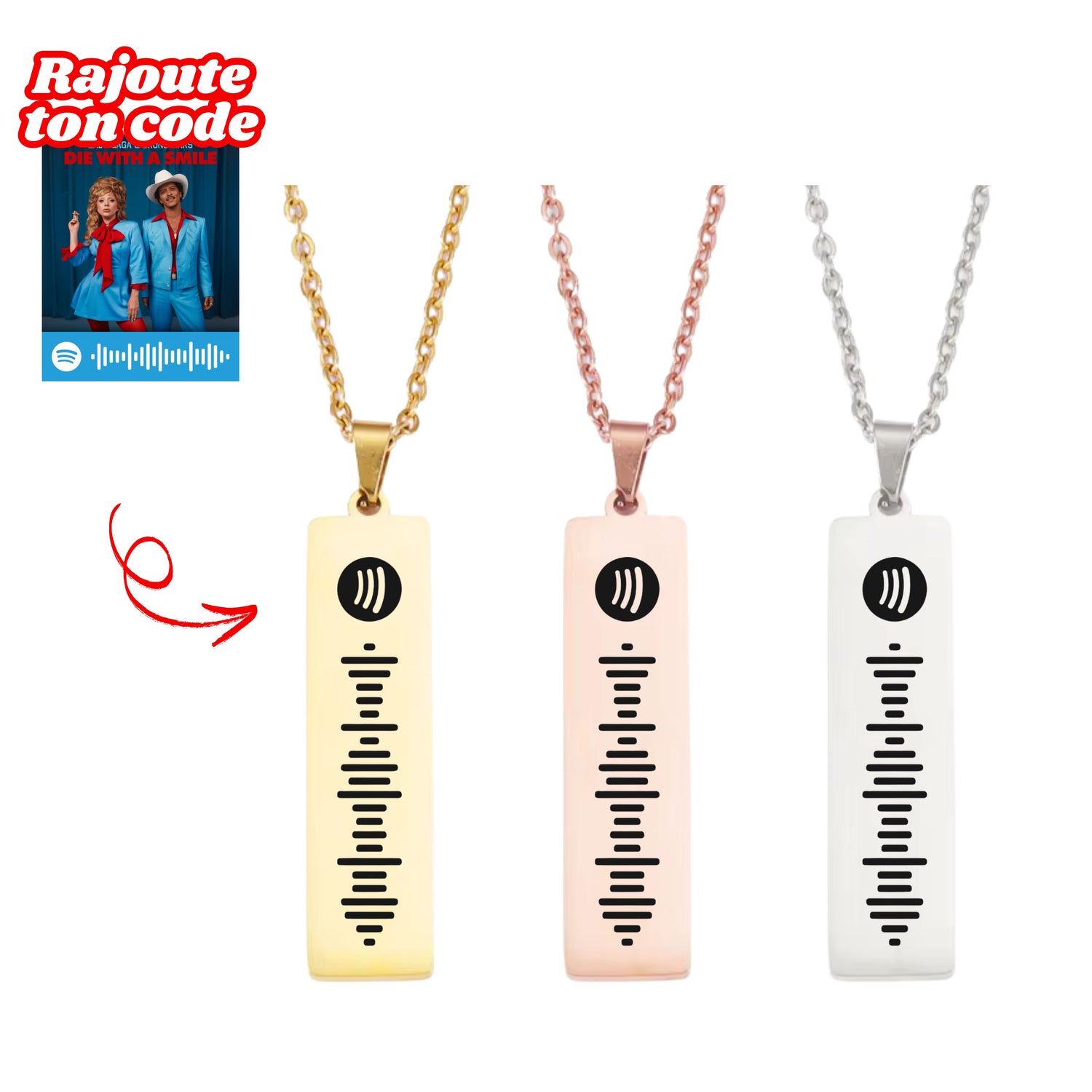 Collier Personnalisé Avec Code Chanson Préférée 🎵✨ - Majestic Store
