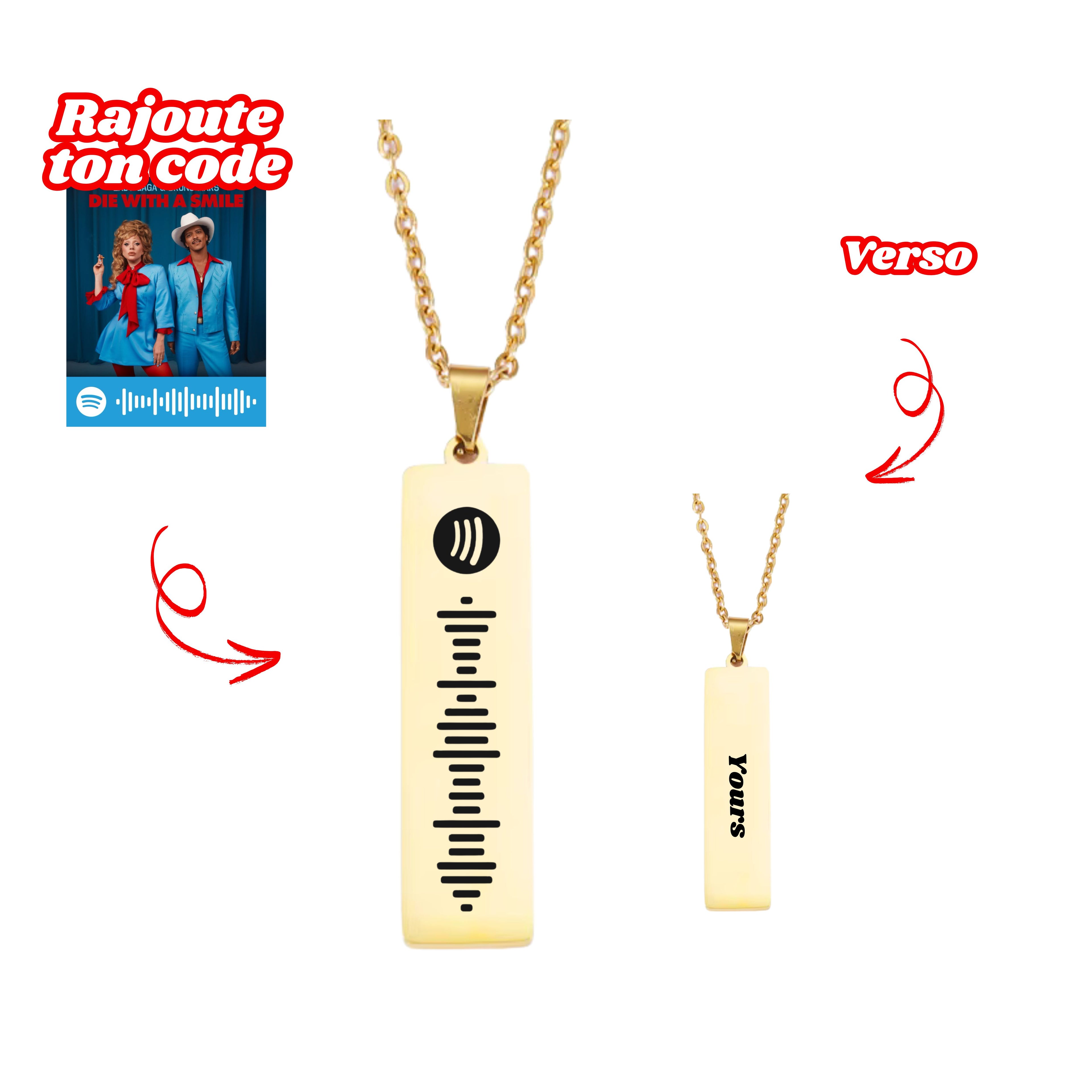Collier Personnalisé Avec Code Chanson Préférée 🎵✨ - Majestic Store