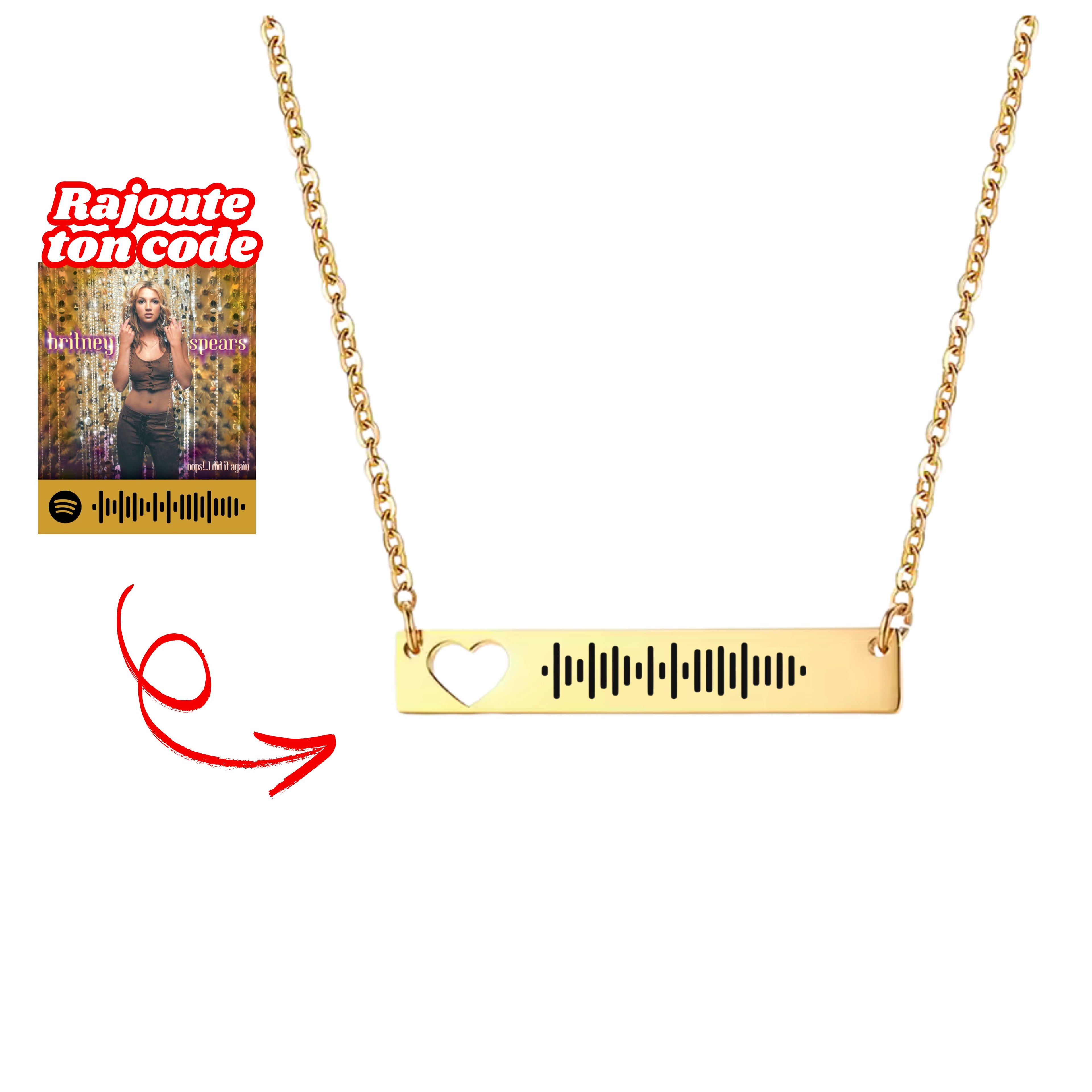 Collier Coeur Personnalisé Avec Code Chanson Préférée 🎵✨ - Majestic Store