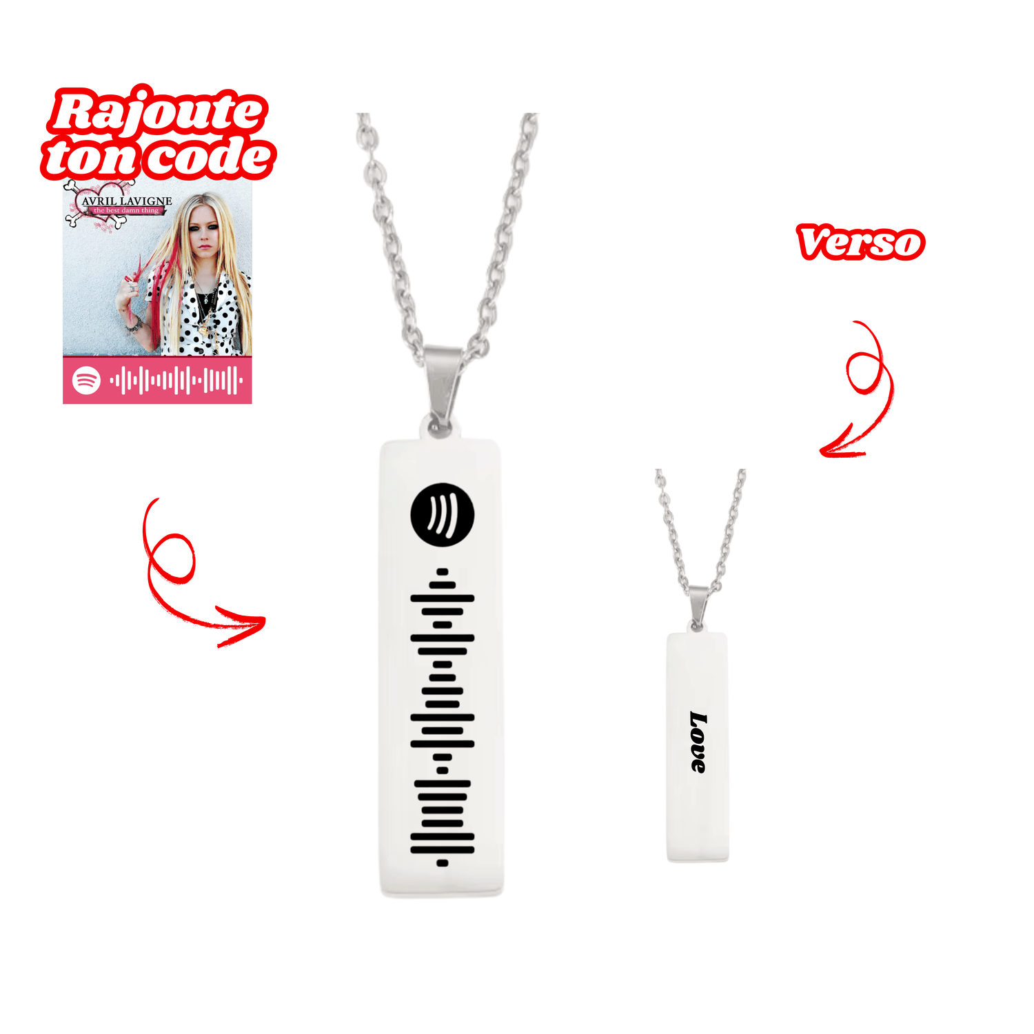 Collier Personnalisé Avec Code Chanson Préférée 🎵✨ - Majestic Store