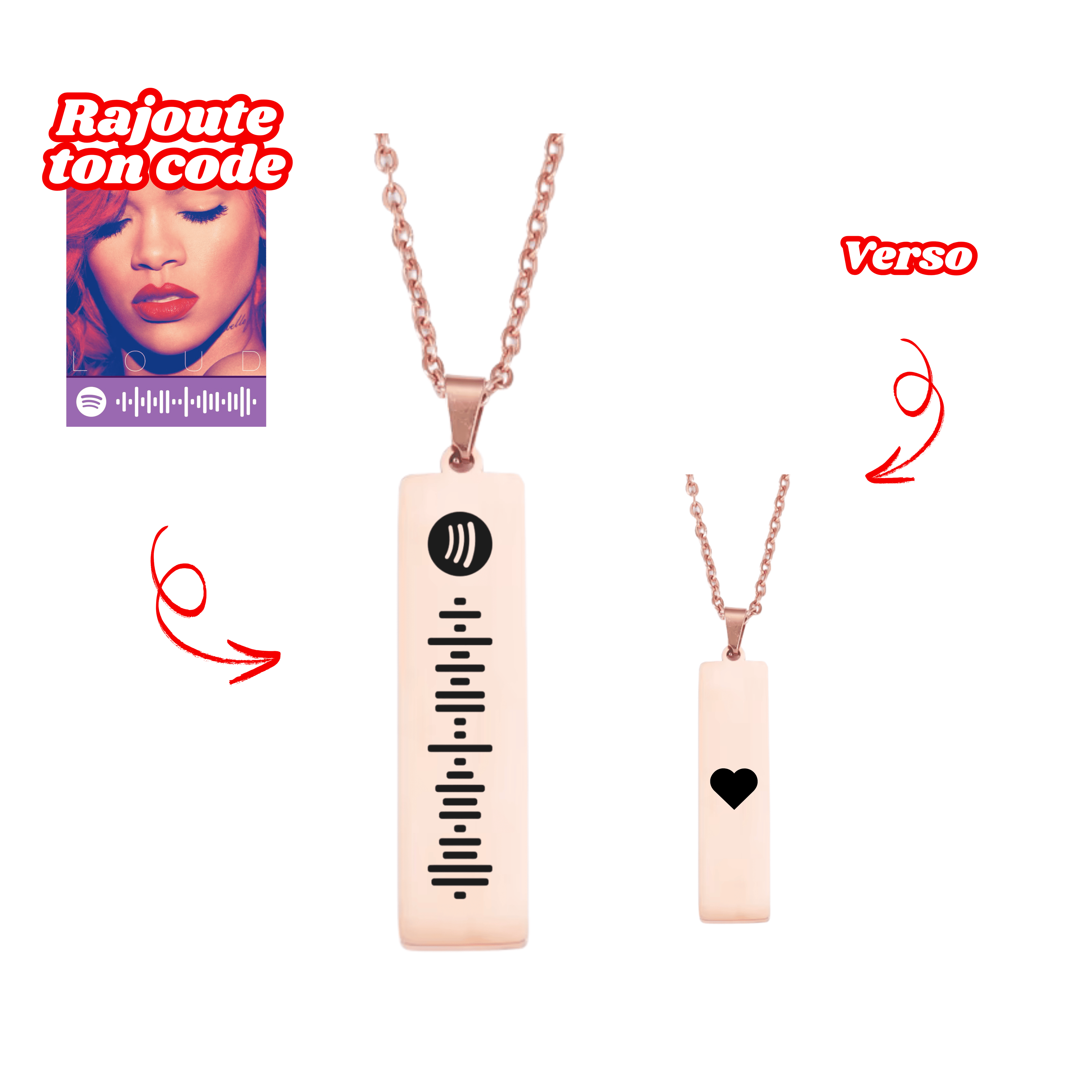 Collier Personnalisé Avec Code Chanson Préférée 🎵✨ - Majestic Store