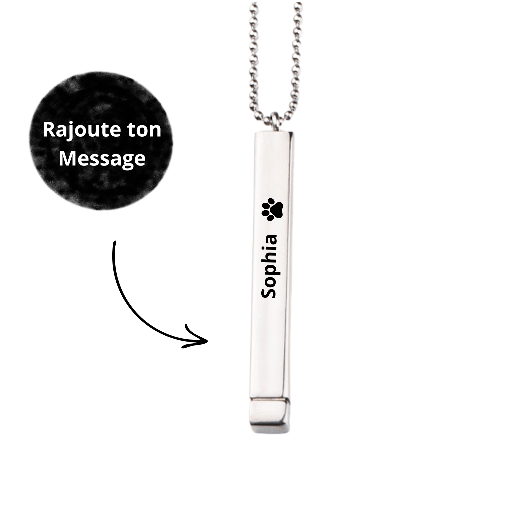 Collier à Message Caché à Graver - Majestic Store