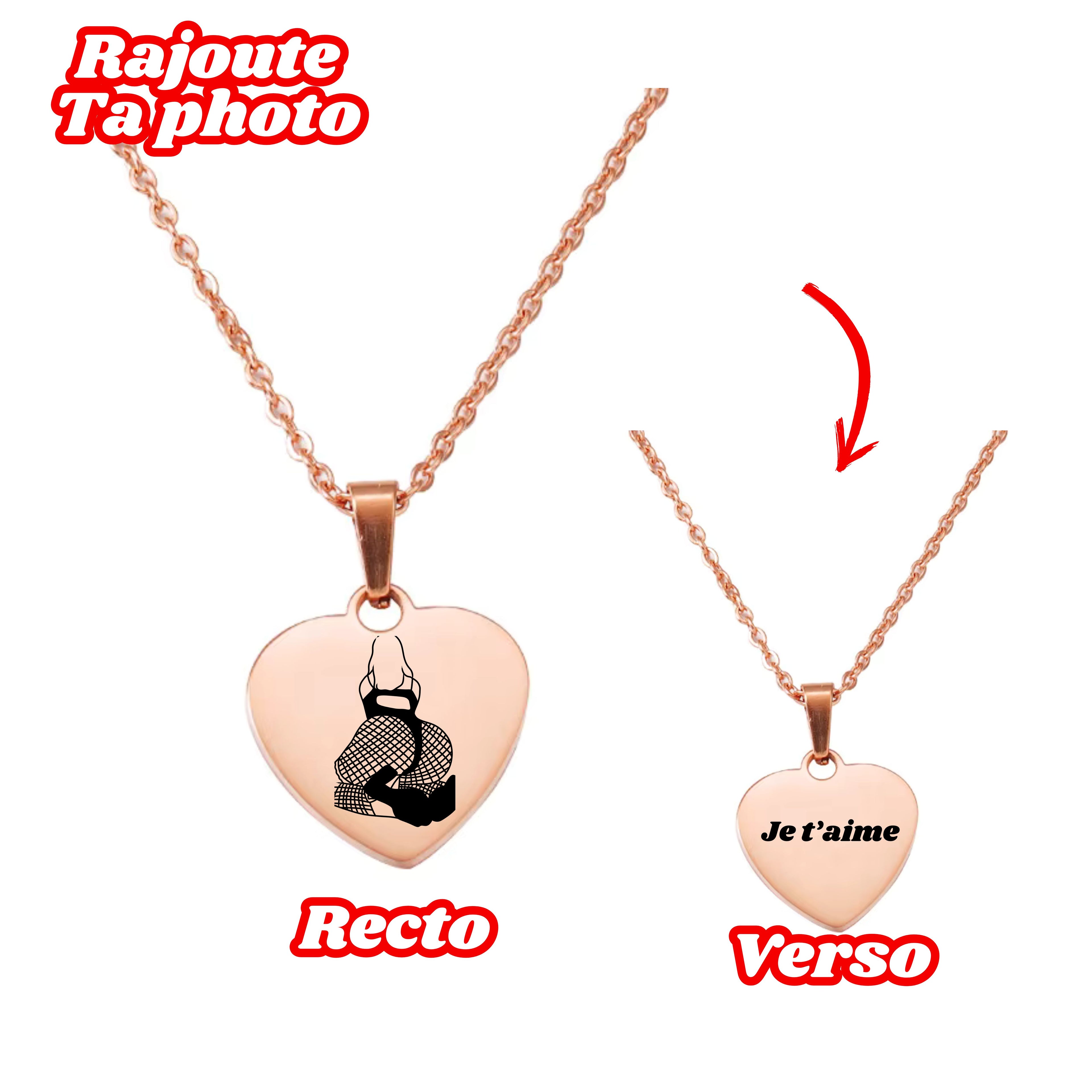 Collier Coeur À Graver Avec Photo / Texte 📸 🎁 - Majestic Store