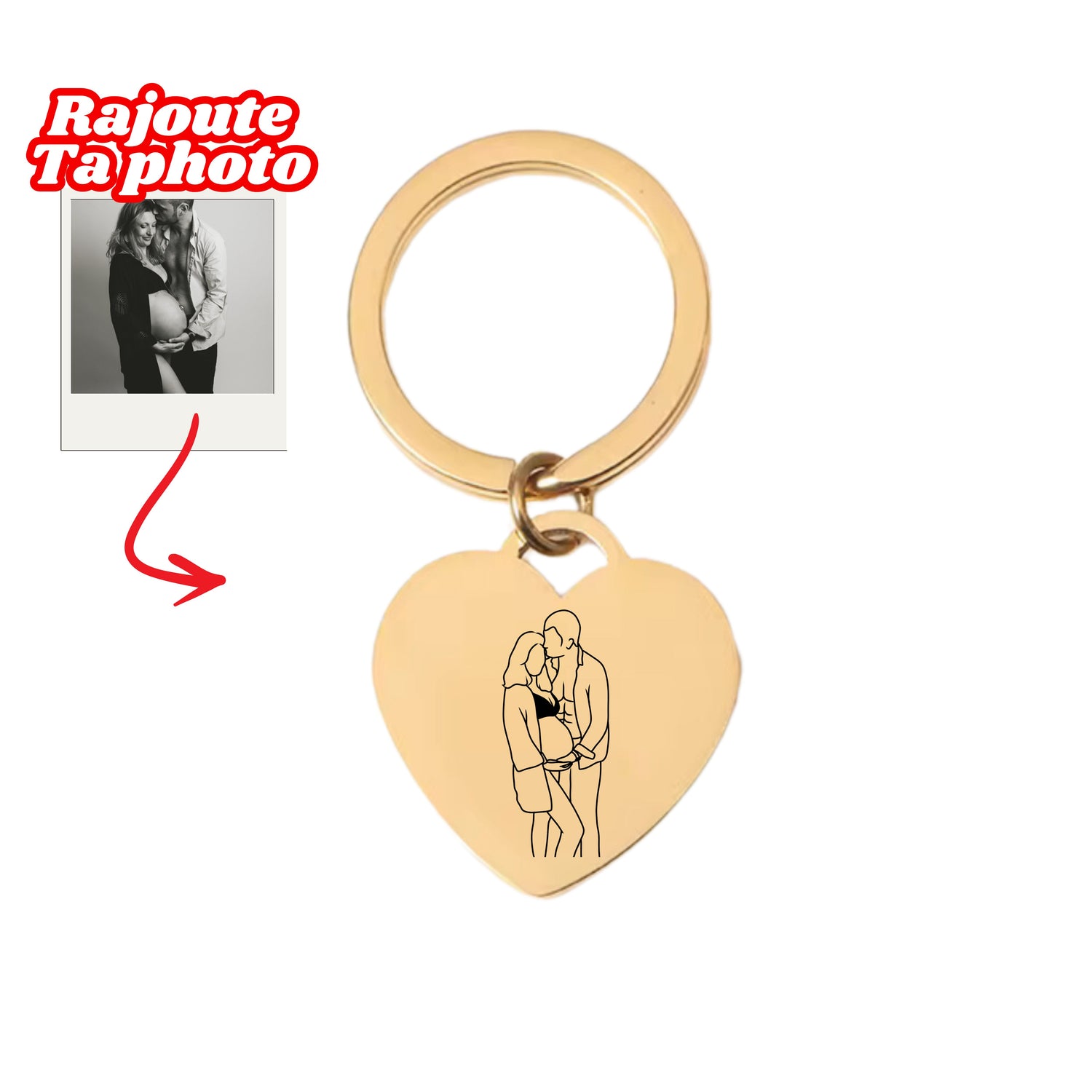 Porte - clés Cœur Personnalisé Avec photo / Texte 💕 - Majestic Store