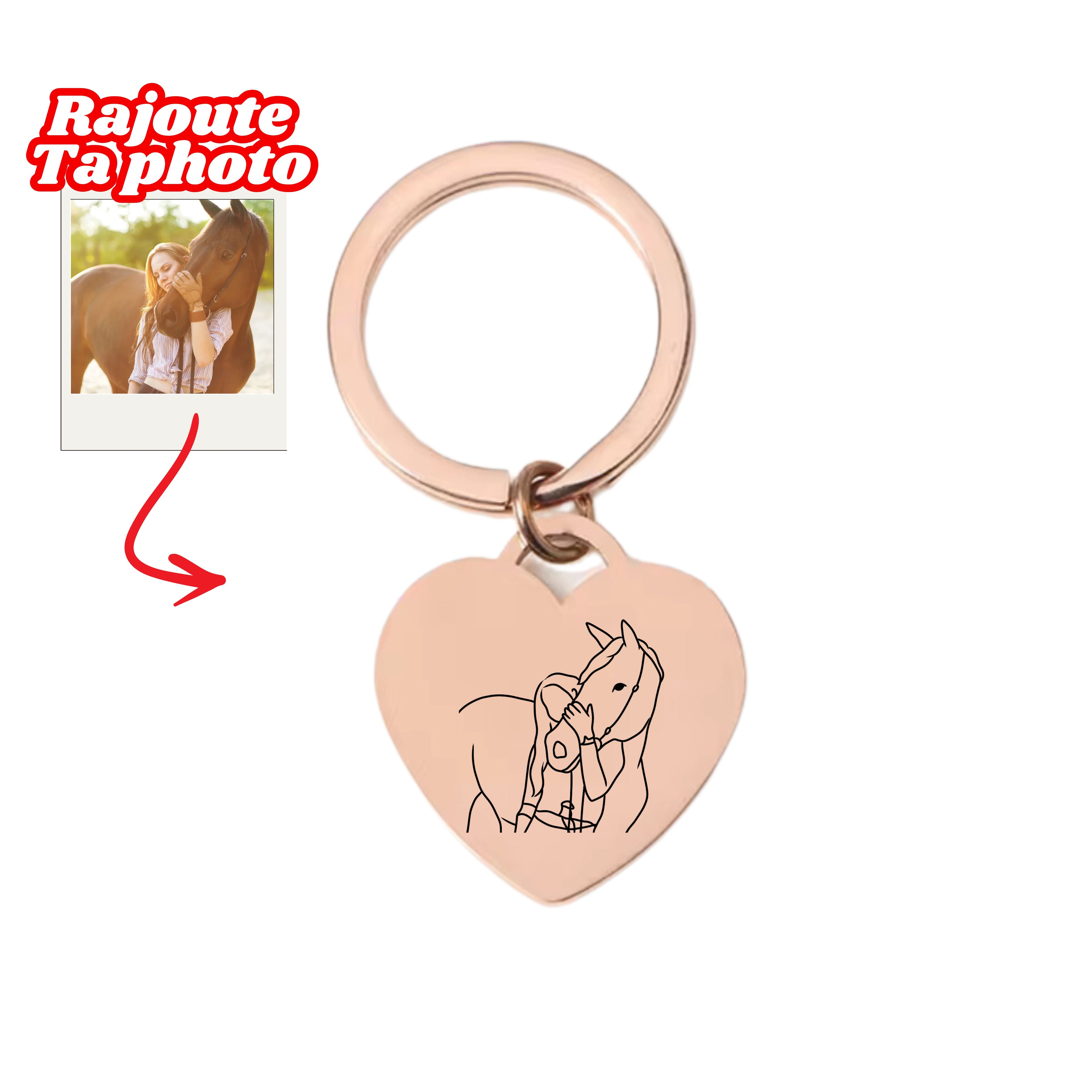 Porte - clés Cœur Personnalisé Avec photo / Texte 💕 - Majestic Store