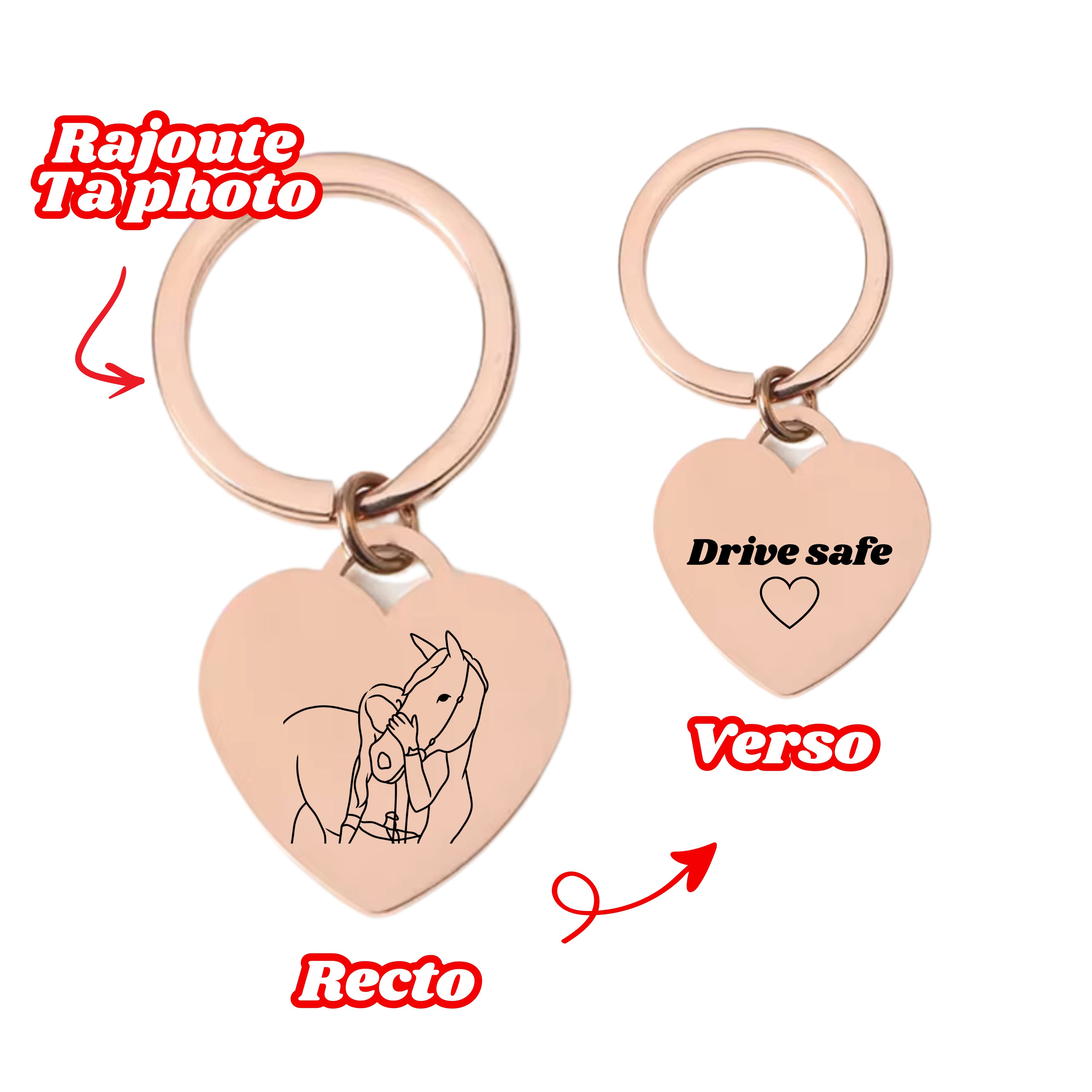Porte - clés Cœur Personnalisé Avec photo / Texte 💕 - Majestic Store