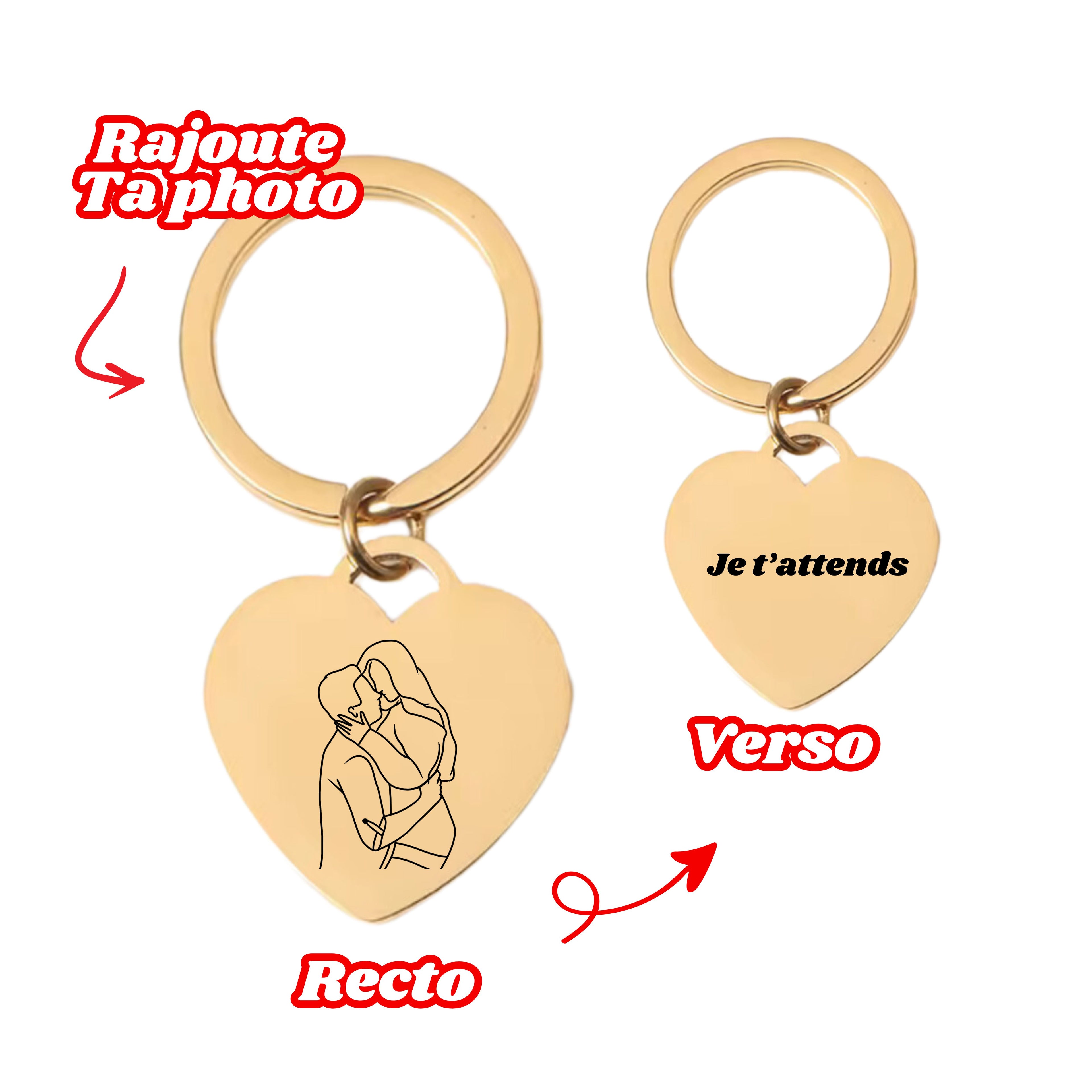 Porte - clés Cœur Personnalisé Avec photo / Texte 💕 - Majestic Store