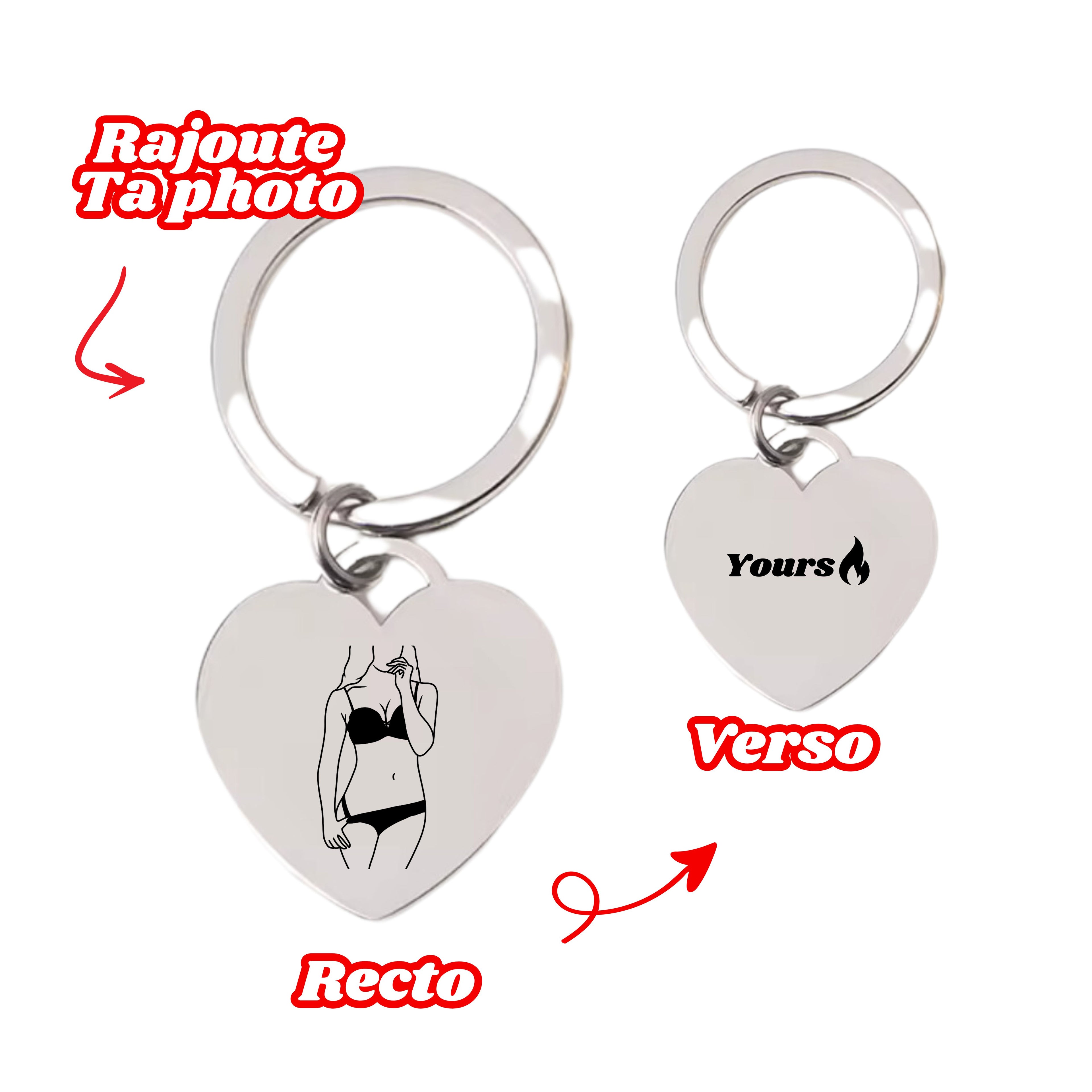 Porte - clés Cœur Personnalisé Avec photo / Texte 💕 - Majestic Store