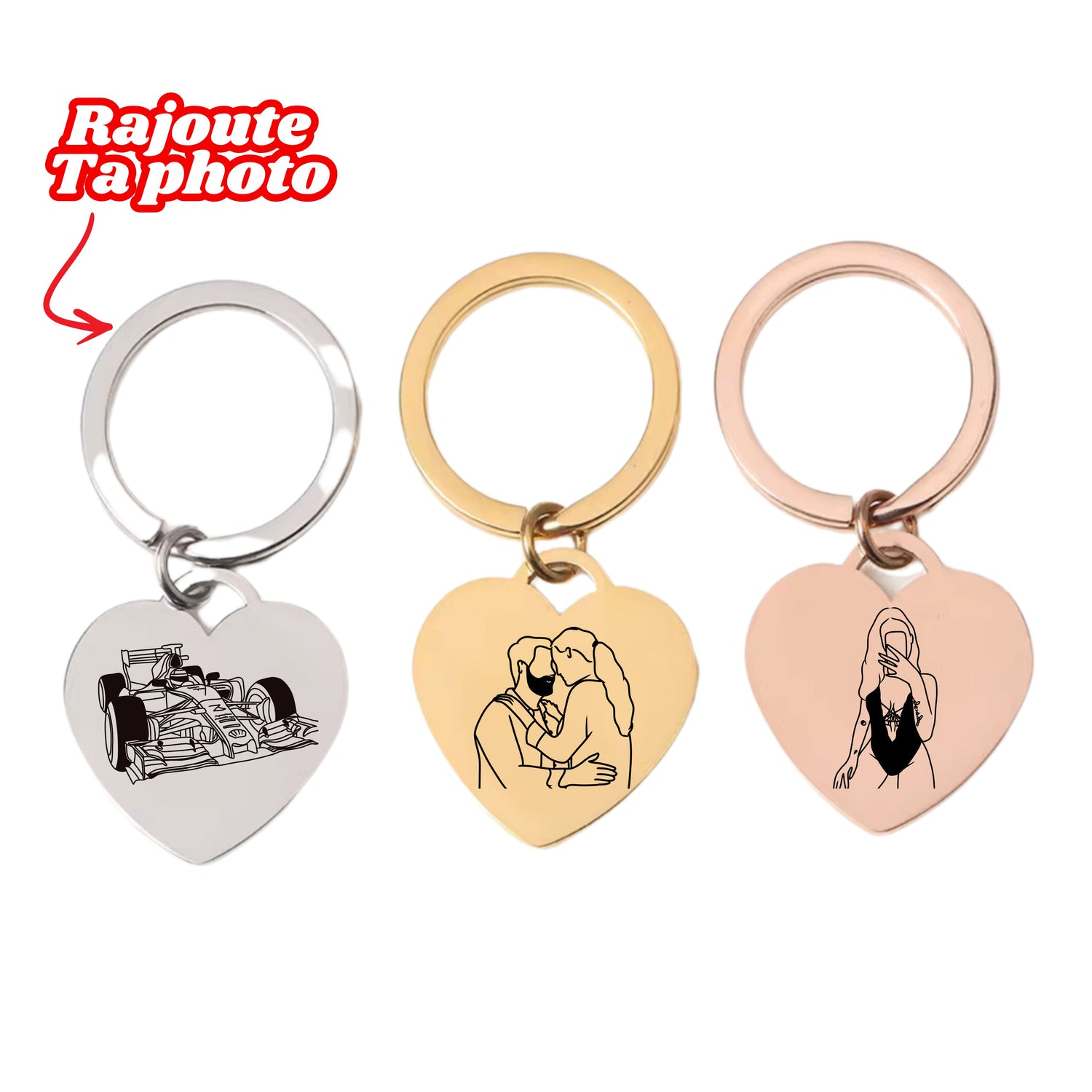 Porte - clés Cœur Personnalisé Avec photo / Texte 💕 - Majestic Store