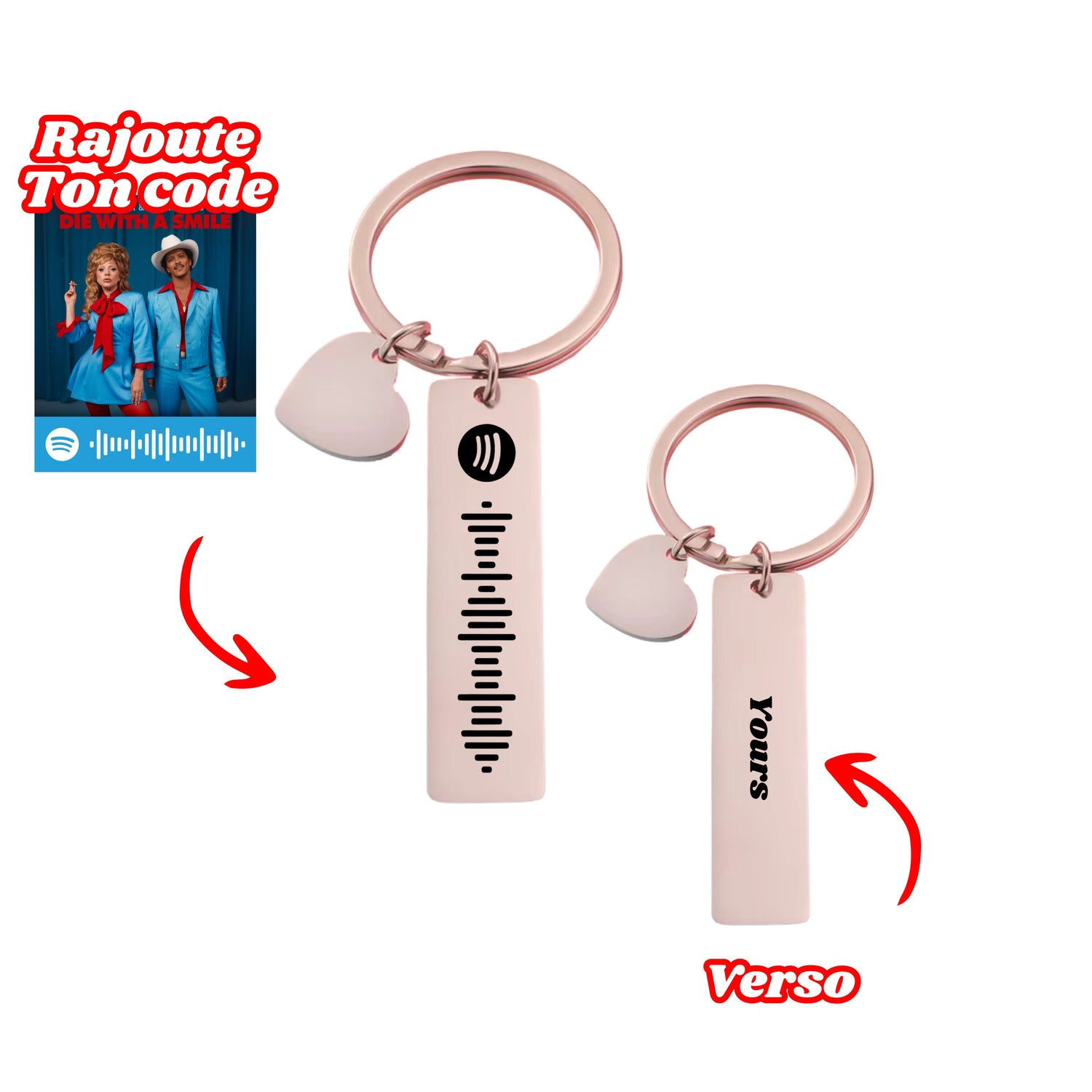 Porté - Clés Personnalisé Avec Code Chanson Préférée 🎵✨ - Majestic Store