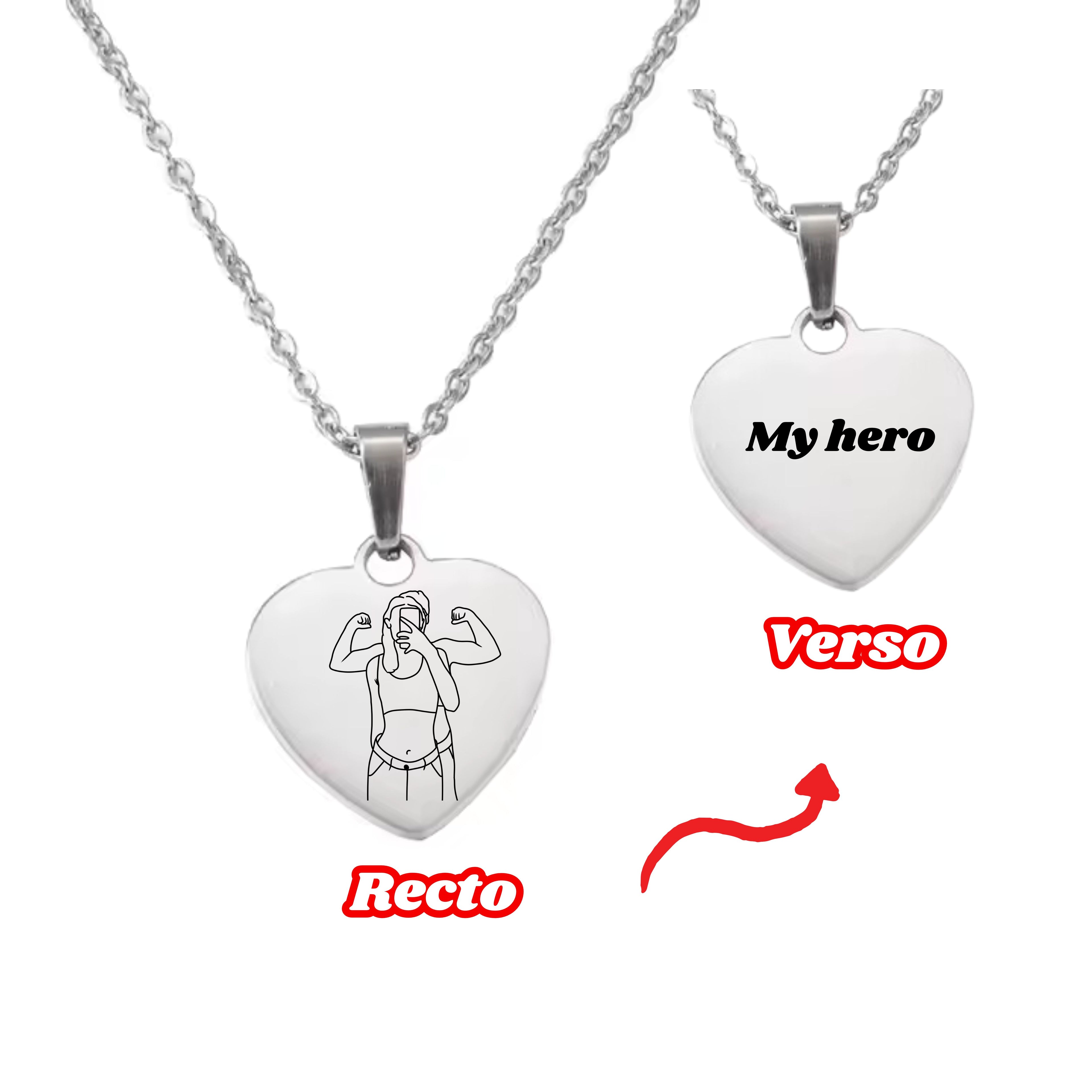 Collier Coeur À Graver Avec Photo / Texte 📸 🎁 - Majestic Store